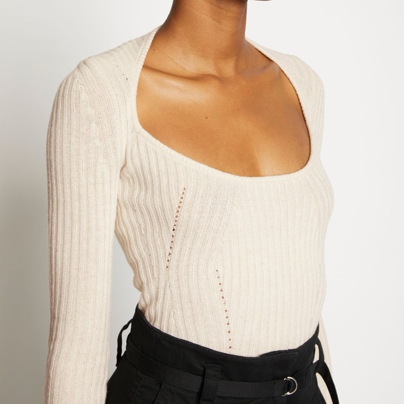 Proenza Schouler White Label Ribbed-Knit Sweater Cream Size L - Picture 4 of 11